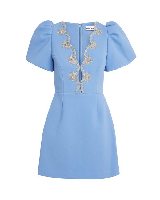 Rebecca Vallance Blue Embellished Halterneck Harlynn Mini Dress