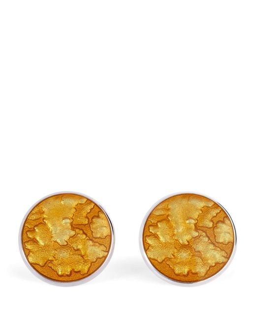 Deakin & Francis Yellow Sterling Summer Haze Enamel Cufflinks for men