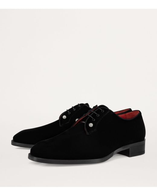 Christian Louboutin Black Chambeliss Night Strass Velvet Derby Shoes for men