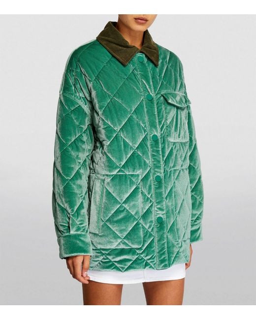 Green velvet cheap quilted jacket