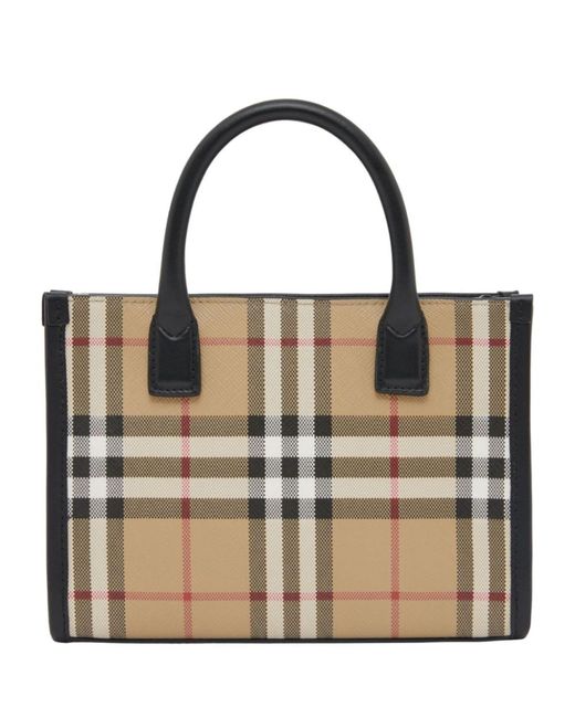 Burberry Natural Mini Leather Vintage Check Tote Bag for men