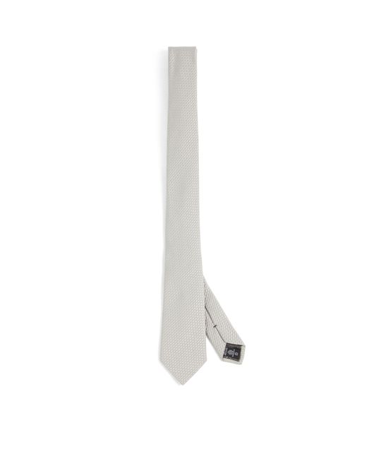 Emporio Armani White Cotton-silk Jacquard Woven Tie for men
