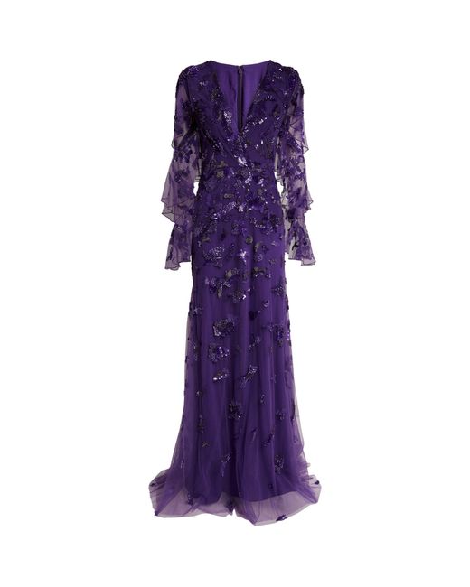 Zuhair Murad Purple Embellished Isabella Gown