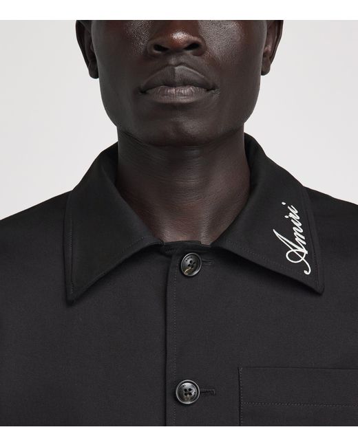 Amiri Black Cotton Script Shacket for men