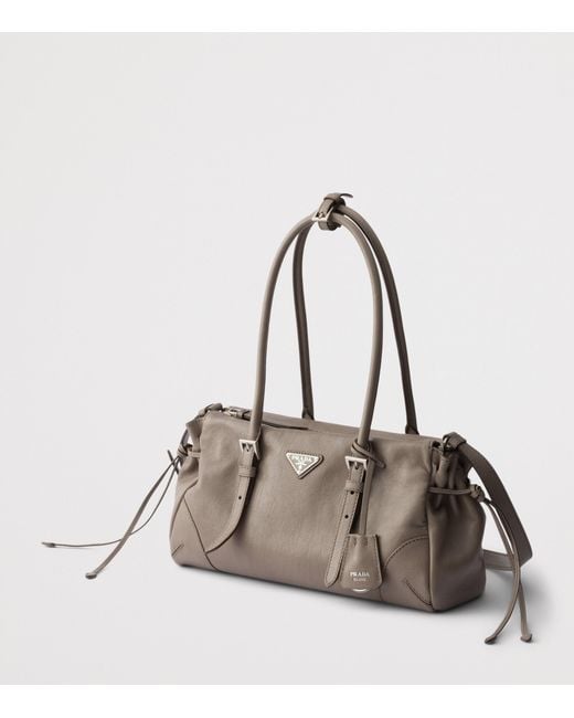 Prada Brown Medium Leather Bonnie Top-Handle Bag