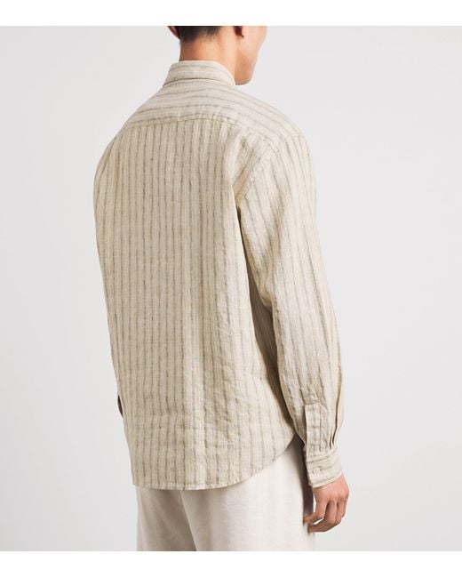 NN07 Natural Linen Stripe Deon Shirt for men