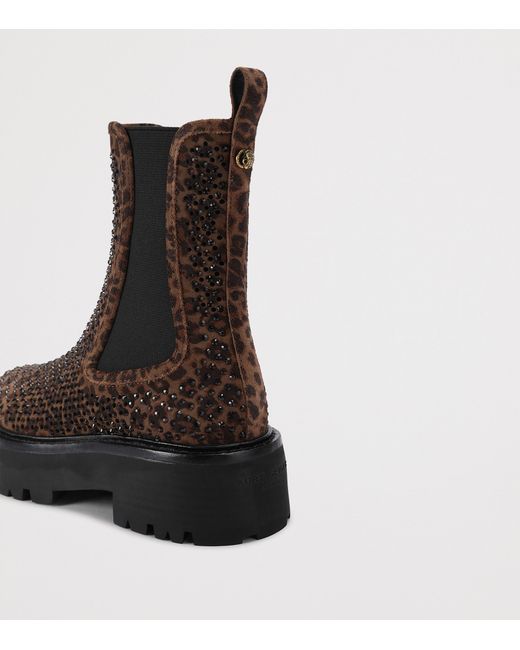 Kurt Geiger Black Suede Perf Ankle Chelsea Boots