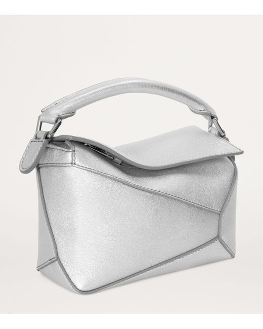 Loewe Gray Mini Leather Puzzle Edge Top-Handle Bag