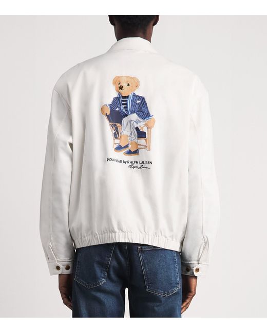 Polo Ralph Lauren White Oversized Polo Bear Bomber Jacket for men