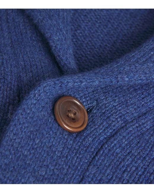 Polo Ralph Lauren Blue Wool-Cashmere Shawl-Collar Cardigan