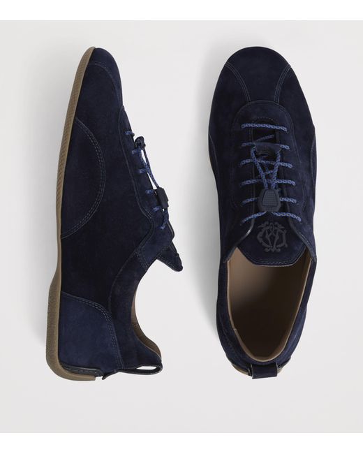 Dunhill Blue Suede Automotive Davies Sneakers for men