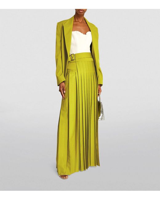 Erdem Yellow Pleated Maxi Skirt