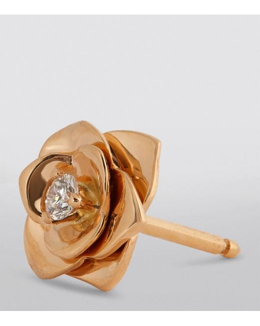 Piaget Metallic Rose And Diamond Rose Earrings