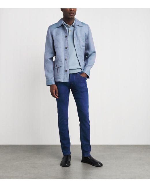 Jacob Cohen Blue Limited Edition Crocodile Skin-Patch Bard Slim Jeans for men