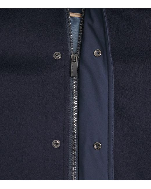 Paul & Shark Blue Cashmere Felt Bomber Jacket for men