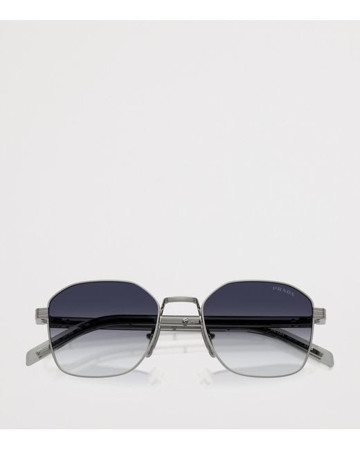 Prada Blue Metal Geometric Sunglasses for men