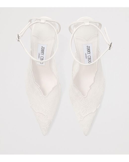 Jimmy Choo White Faiz 100 Lace Heeled Pumps