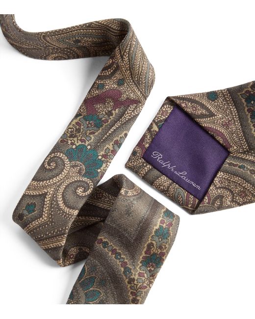 Ralph Lauren Purple Label Brown Cashmere-silk Paisley Tie for men