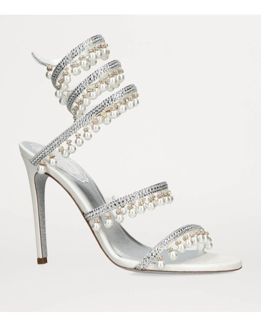 Rene Caovilla White Embellished Chandelier Heeled Sandals 105