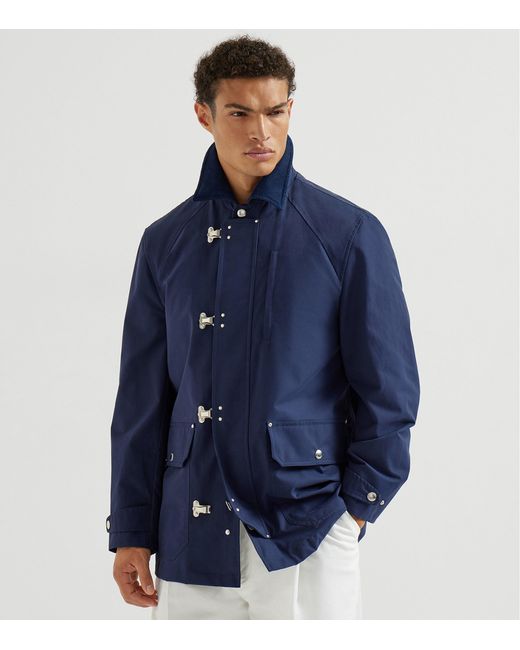 Brunello Cucinelli Blue Cotton-Blend Water-Resistant Jacket for men