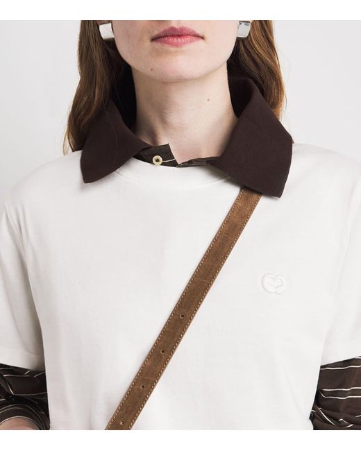 Maje White Cotton Embroidered Logo T-Shirt
