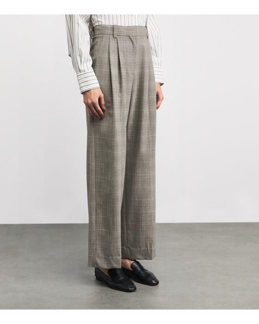 Maje Gray Wool-Blend Check Tailored Trousers