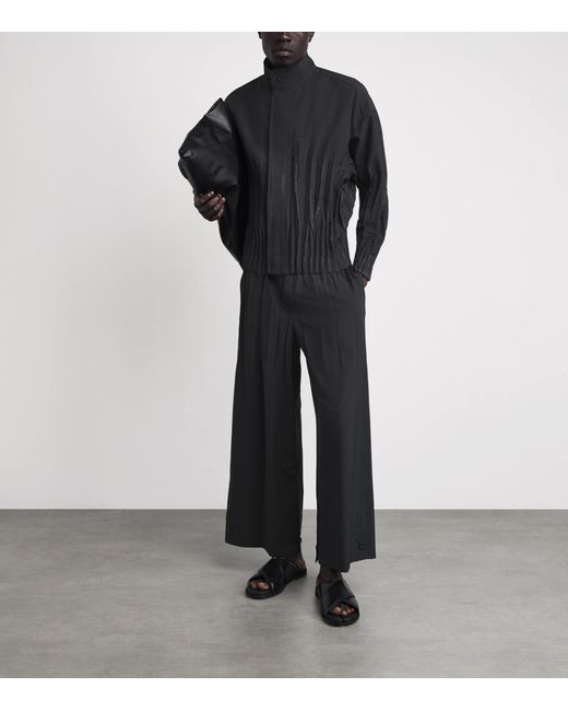 IM MEN Blue Pleated Waft Jacket for men
