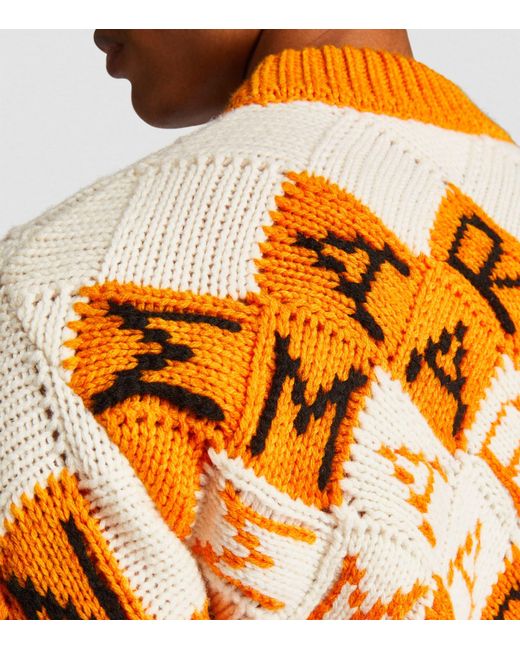 Marni Orange Wool Intarsia-knit Crew-neck Sweater for men