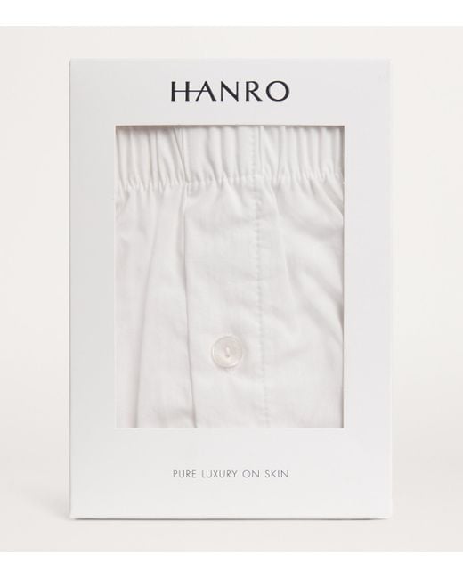 Hanro White Woven Plain Boxer Shorts for men