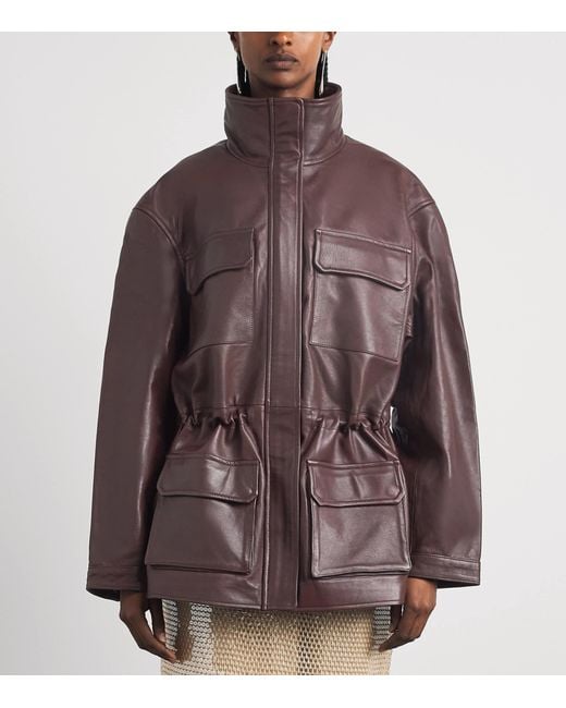 Sandro Brown Oversized Leather Jacket