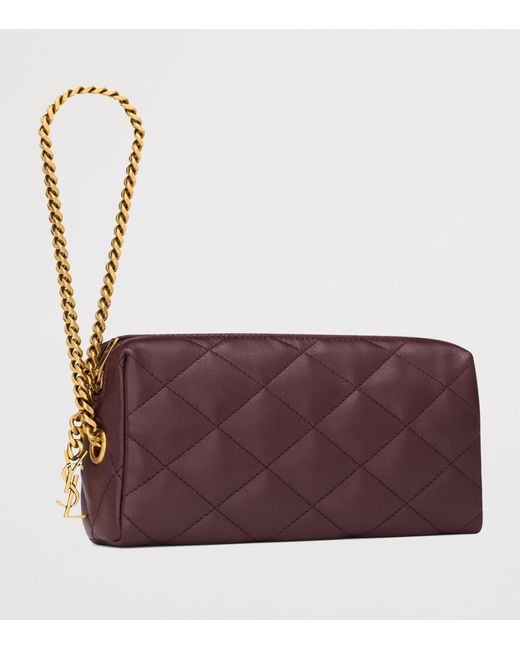Saint Laurent Purple Matelassé Chain Wallet