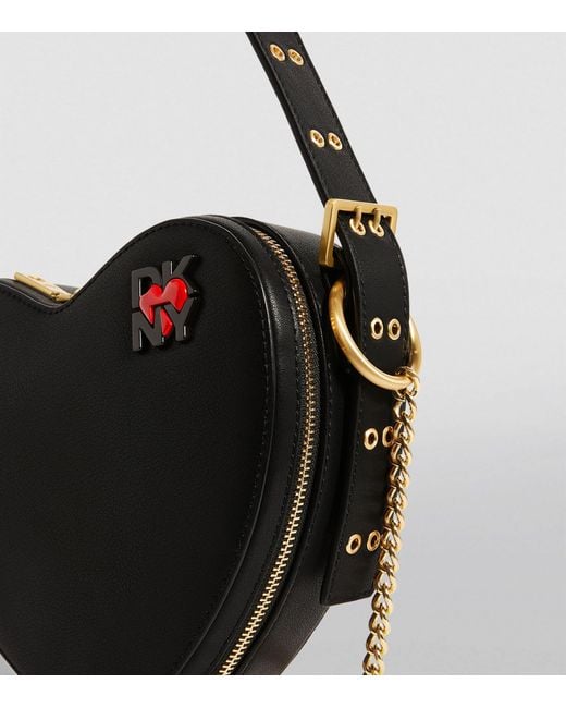 DKNY Black Leather Heart Of Ny Shoulder Bag