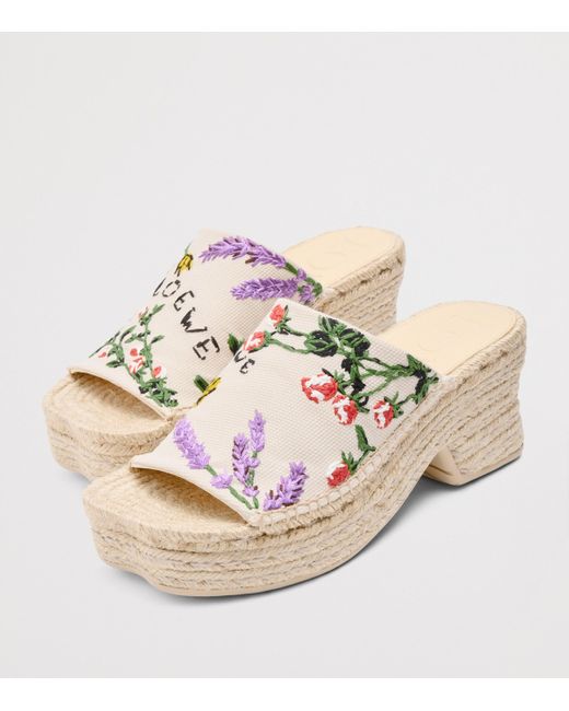 Loewe Natural X Paula's Ibiza Embroidered Espadrille Sandals 80