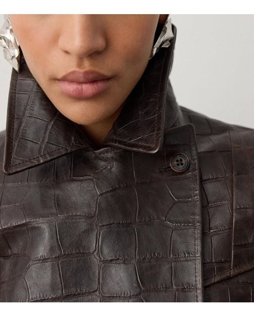 Ralph Lauren Black Croc-Print Jaxson Moto Leather Jacket