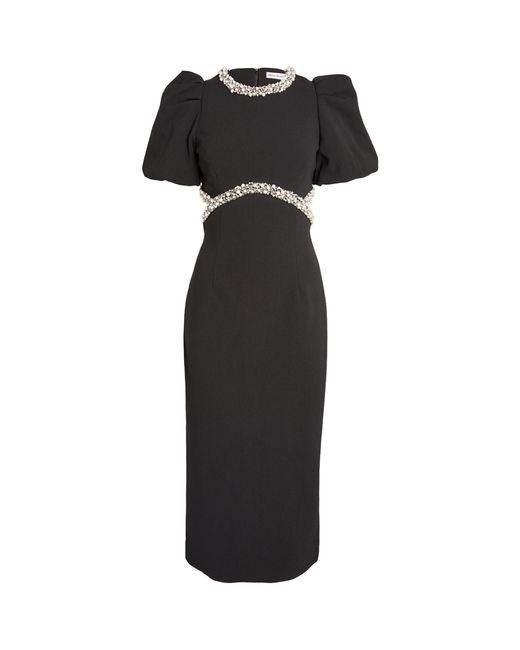 Rebecca Vallance Black Embellished Eva Midi Dress