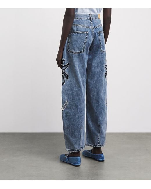 Sandro Blue Embroidered Barrel Jeans