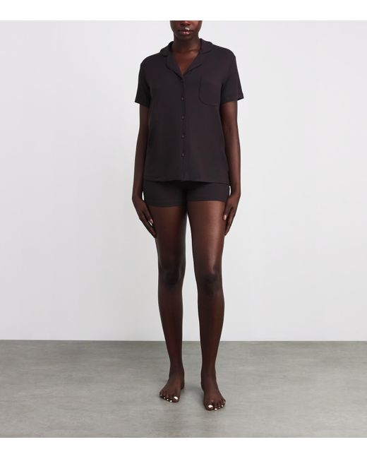 Skims Black Soft Lounge Short Pyjama Set
