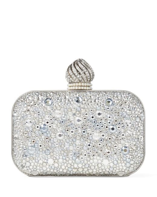 Jimmy Choo Metallic Micro Cloud Crystal-Embellished Clutch Bag