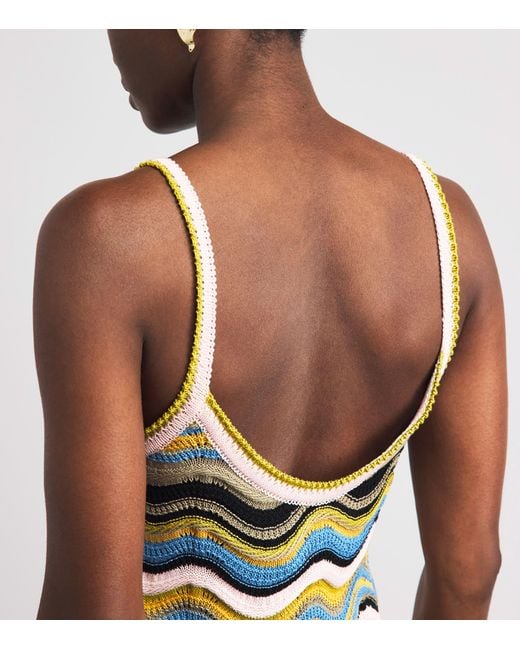 LaDoubleJ White Cotton Knitted Chevron Midi Dress