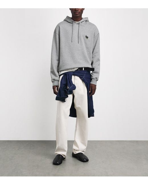 NN07 Gray Cotton Embroidered David Hoodie for men