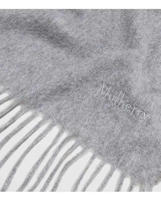 Mulberry Gray Cashmere Fringed Scarf