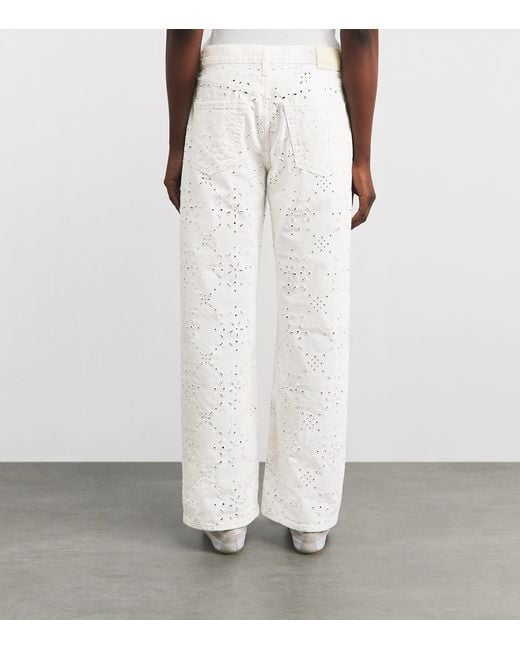 Citizens of Humanity White Eyelet Lindz Easy Straight Jeans