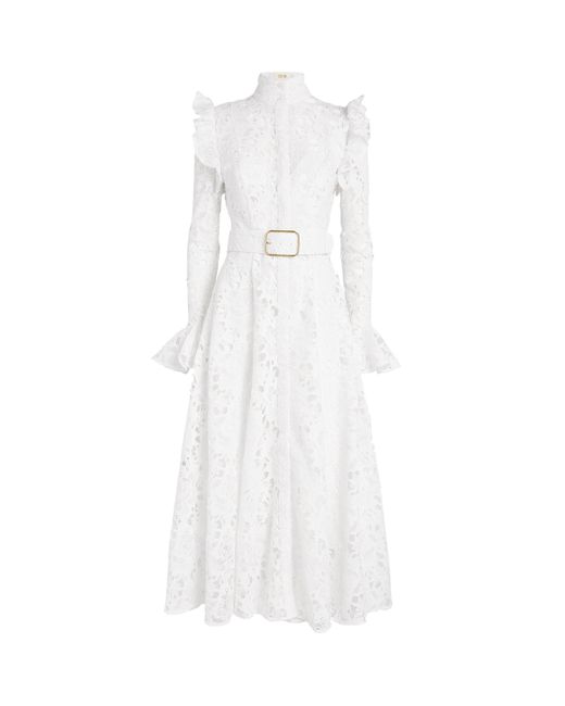 LEO LIN White Lace Aliyah Midi Dress
