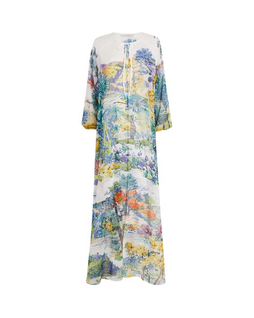 Mary Katrantzou Blue Crepe Printed Cevennes Kaftan