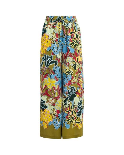 ALÉMAIS White Floral Solstice Wide-Leg Trousers