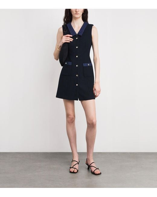Maje Blue Tweed Mini Dress