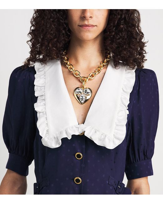 Alessandra Rich Metallic Heart Pendant Necklace