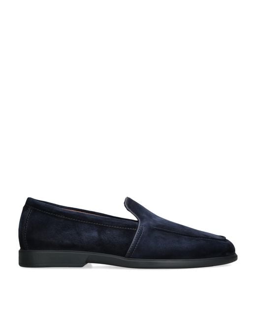 Santoni Blue Suede Malibu Loafers for men