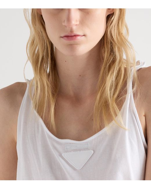 Prada White Cotton Jersey Tank Top