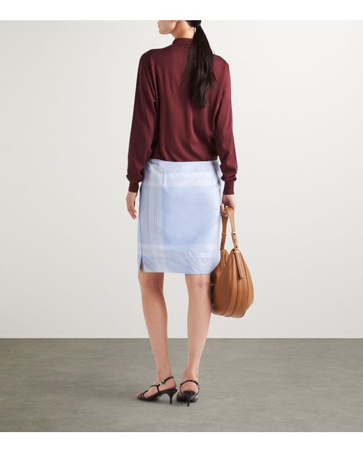 Prada Purple Silk Long-Sleeve Polo Shirt